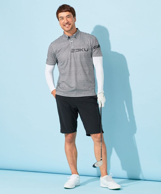 23区GOLF 【MEN】【接触冷感・UVケア・吸水速乾】ギンガムチェック柄 ポロシャツ ブラック系3