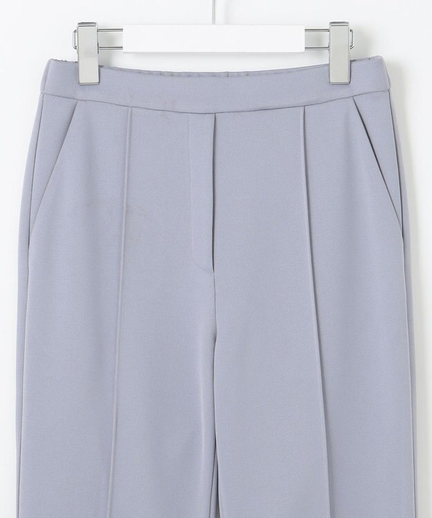 Feroux 【洗える】美シルエットストレッチセミフレア パンツ スカイブルー系