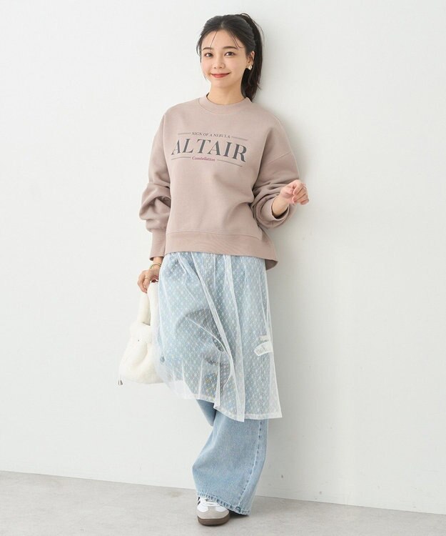 earth music&ecology アソートロゴショートスウェット Pink Beige