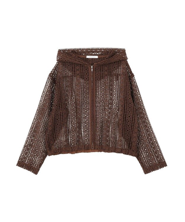 AMERICAN HOLIC 【先行予約】幾何学レースフードシャツ Brown