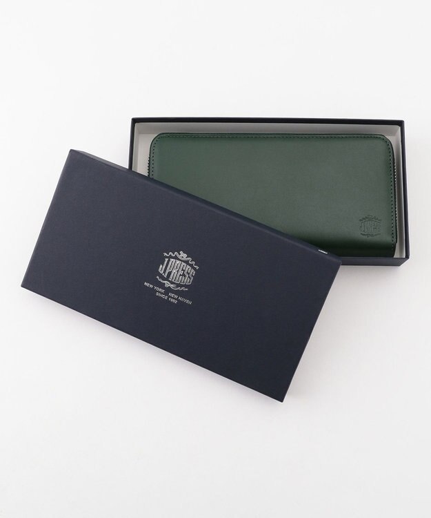 J.PRESS MEN 【MORPHO×J.PRESS】スムースヌメ 長財布(ラウンドファスナー) ダークグリーン系