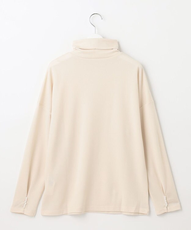 自由区 S 【洗える】ビンテージパールタートルネック カットソー ベージュ系