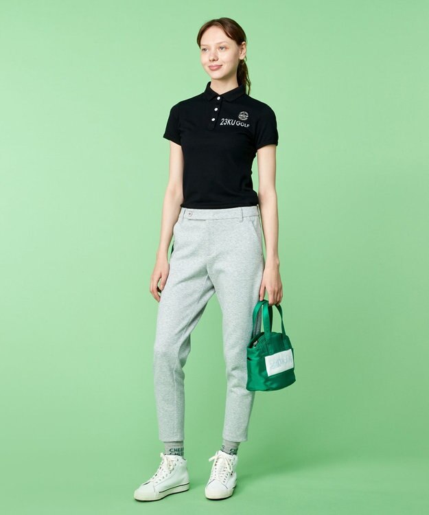 23区GOLF 【WOMEN】【吸水速乾/UVケア】ハニカムカノコ半袖ポロシャツ シンプルながらも機能的 ブラック系