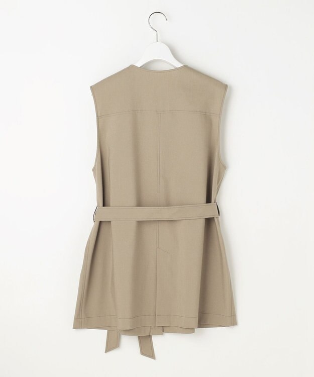 自由区 S 【セットアップ対応】リネンストレッチ ジレ カーキ