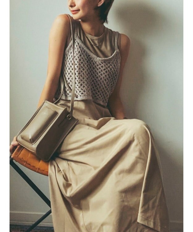 Green Parks ニットビスチェ付きカットソーワンピース Beige