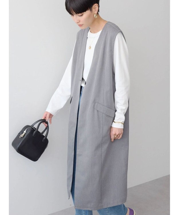AMERICAN HOLIC ロングＶネックジレ Gray Mixture