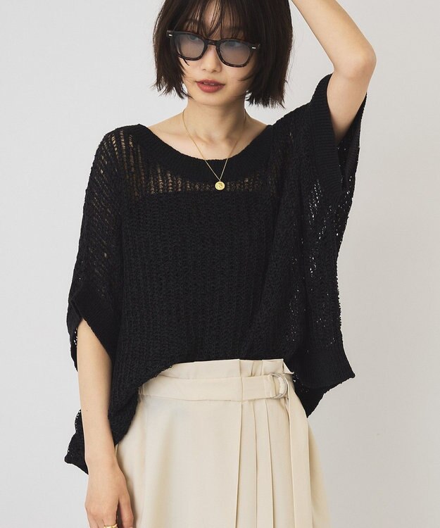 AMERICAN HOLIC 透かし畦ルーズニット Black