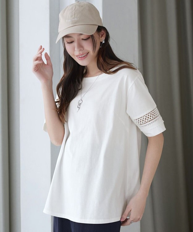 Tiaclasse 「サマケア」レーススリーブトップス オフホワイト