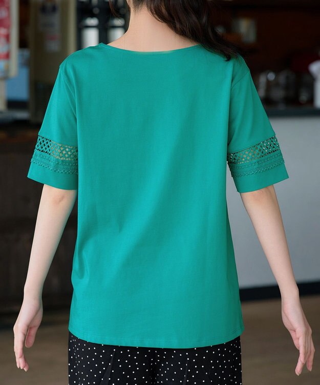 Tiaclasse 「サマケア」レーススリーブトップス グリーン