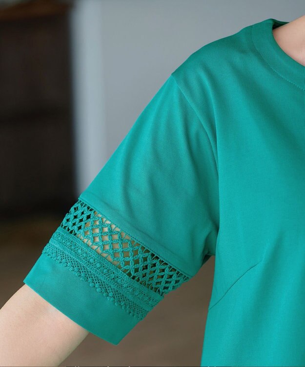 Tiaclasse 「サマケア」レーススリーブトップス グリーン