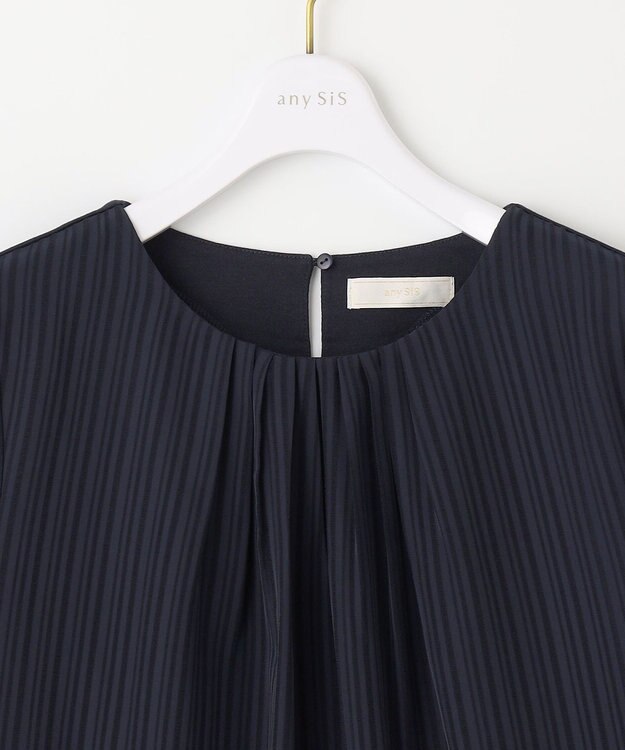 ANY SIS L 【吸水速乾・UVケア】コンフォートジャージー シフォンコンビ カットソー ネイビー