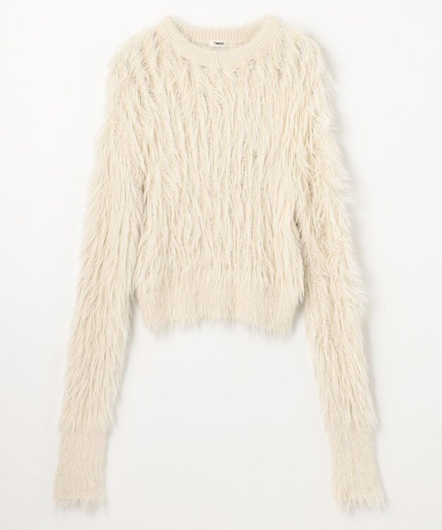 NAVE 【ReNAVE・洗える】メルティーシャギーニット プルオーバー ホワイト系