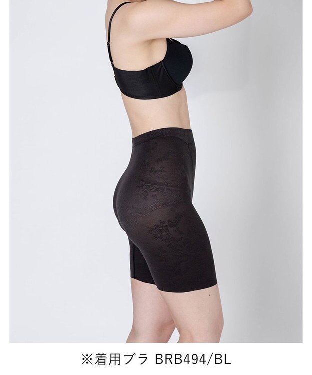 WACOAL ガードル ロング丈 【EverChic】 綿混メッシュ生地(本体) 通気性(本体) ほどよくおなか押さえ フリーカッティング仕様(裾) レディース GRC430 /ワコール ブラック