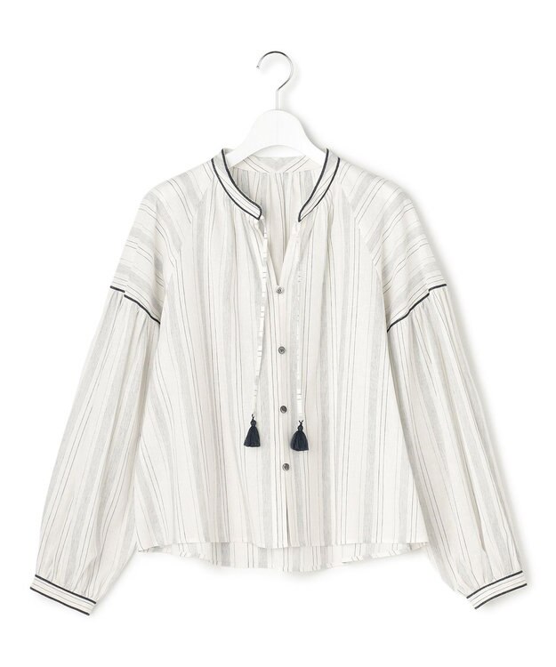 23区 L 【SLOW/一部店舗限定】ストライプエンブロイダリー ブラウス ホワイト系1