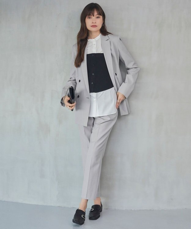 ICB 【接触冷感・UVケア・撥水・洗える】 LooseWeave ダブルブレストジャケット トープ系