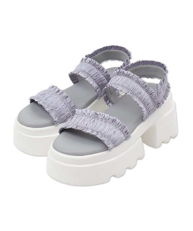 WEGO 厚底フリルギャザーサンダル ライトグレー