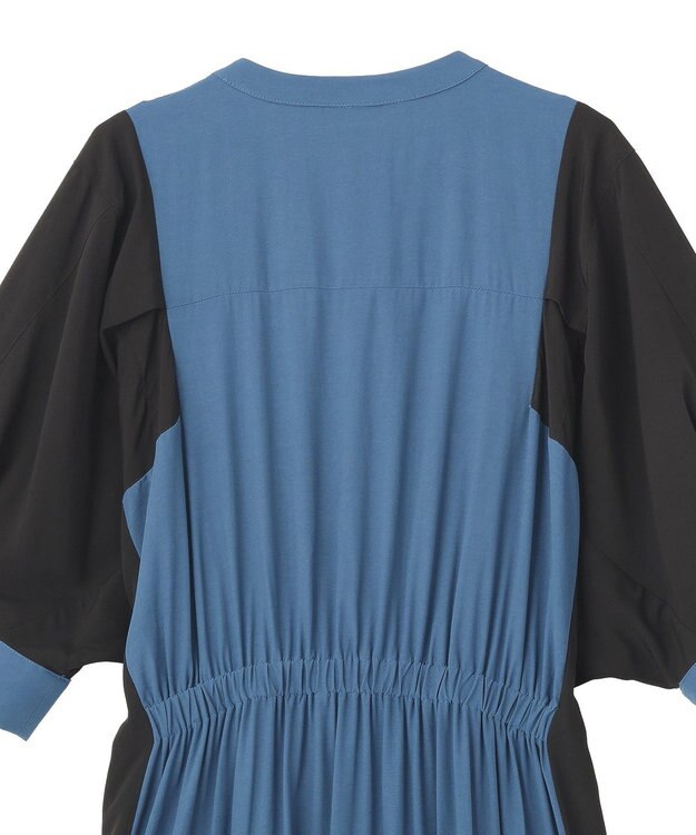YECCA VECCA 配色デザインシャツワンピース Blue