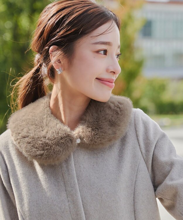 Tiaclasse エコファー付け襟ティペット ベージュ