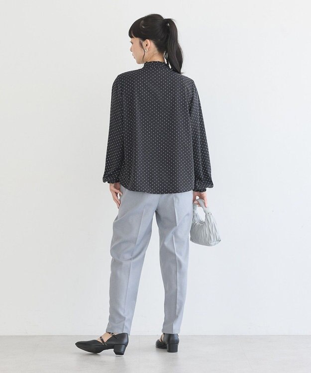 earth music&ecology フリルピンタックブラウス Dot Black