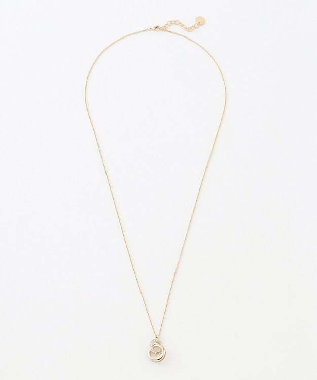 J.PRESS LADIES ダブルリング エポ ネックレス ベージュ系