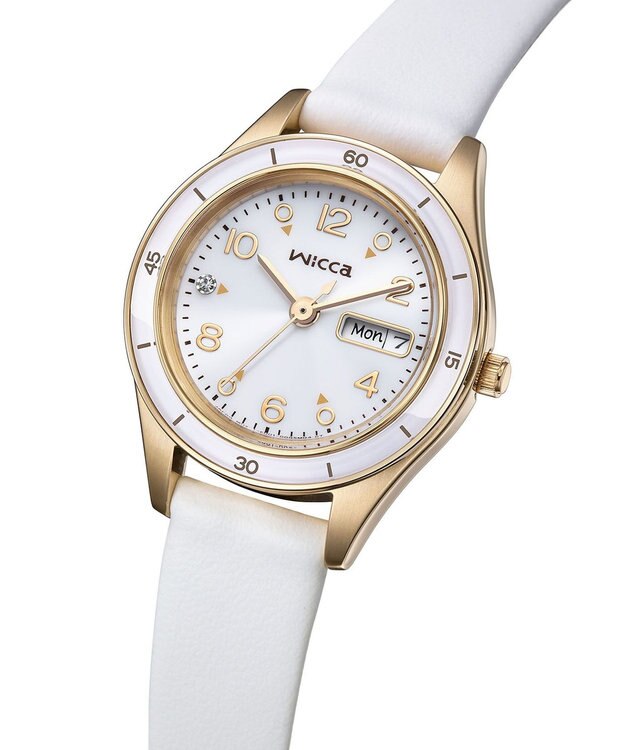 CITIZEN 【電池交換不要 ソーラーテックウオッチ】wicca「ACTIVE LINE」KH3-762-10 ウォームゴールド ホワイト ウォームゴールド