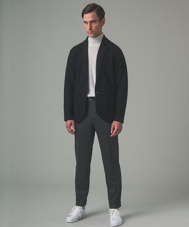 GOTAIRIKU テーラード設計【洗える】ニット カーディガンジャケット ネイビー系