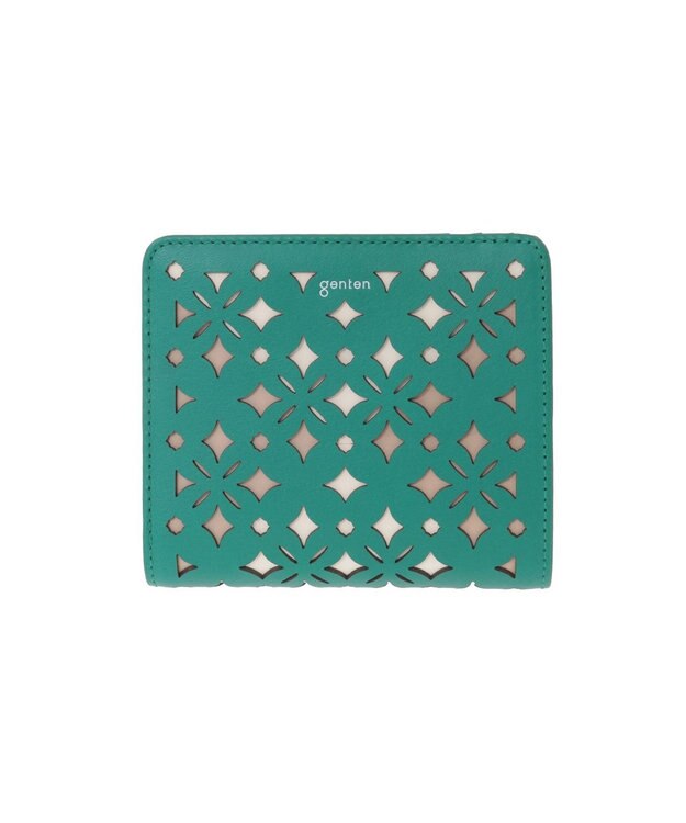 genten クアドリフォリオ 2つ折り財布 エメラルド