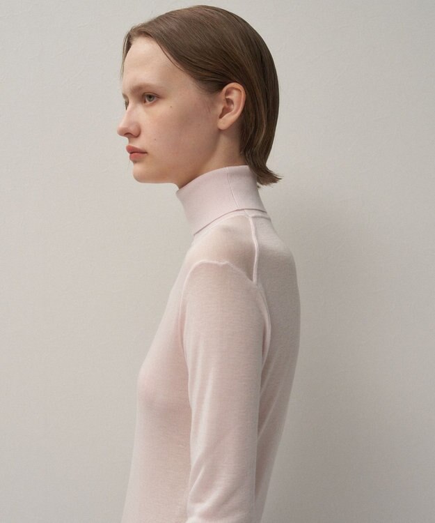 ATON TENCEL SILK CIRCULER RIB | タートルネックセーター PINK