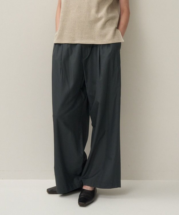 ATON SILK TROPICAL | イージーワイドパンツ CHARCOAL GRAY