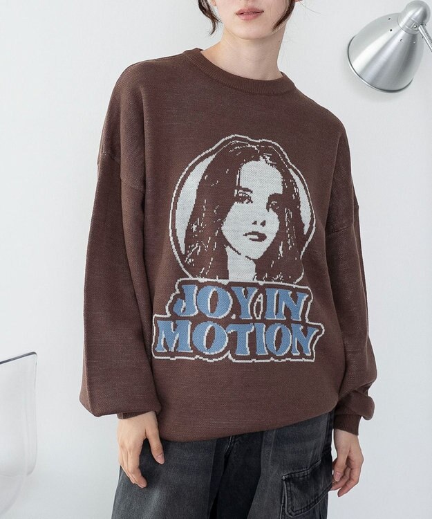 WEGO 【洗える】グラフィックニットBIGプルオーバー 柄5