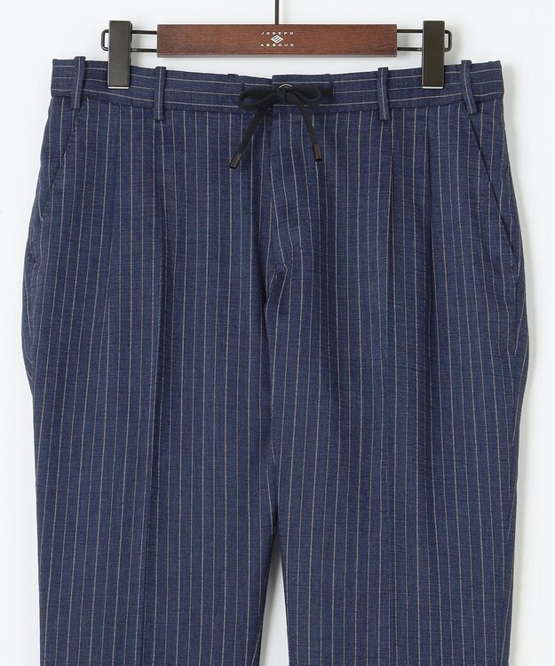 JOSEPH ABBOUD 【清涼/軽量/ストレッチ】ミックスリネンストライプ イージーパンツ ネイビー系1