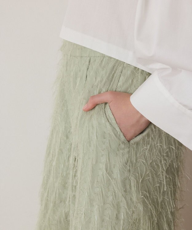 GRACE CONTINENTAL フリンジワンタックパンツ グリーン