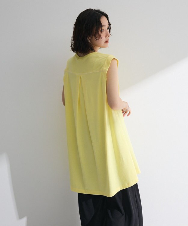 Green Parks 配色ステッチノースリーブチュニック Yellow