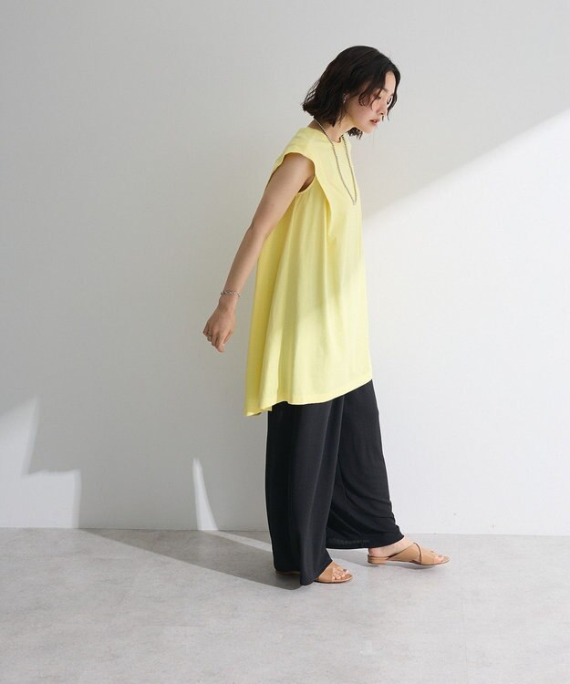 Green Parks 配色ステッチノースリーブチュニック Yellow