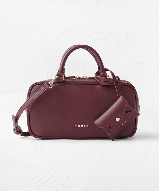 TOCCA CLAVIER LEATHER BOSTON BAG ボストンバッグ レッド系