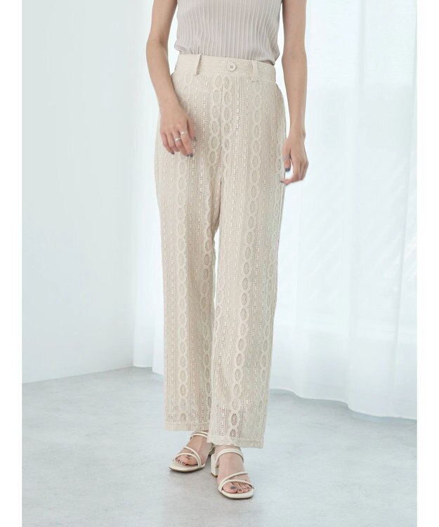 earth music&ecology フラワーレースパンツ Ivory