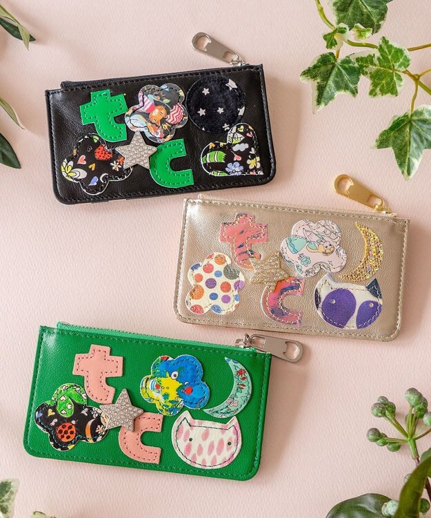 tsumori chisato CARRY tcパッチワーク カードケース フラグメントケース ミニ財布 ゴールド