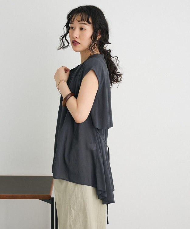 CRAFT STANDARD BOUTIQUE ヴィンテージボイルバックデザインブラウス Charcoal Gray
