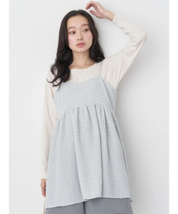 earth music&ecology ツイードキャミチュニック Blue