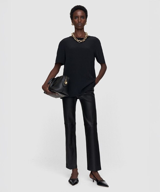 JOSEPH 【FOUNDATIONS】クレープ ド ソワ　シルクTシャツ NEW RUBIN Black