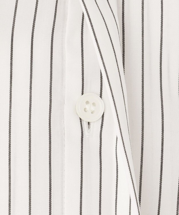 ICB L 【洗える】 リヨセルローン ブザムシャツ オフホワイト×ブラック系