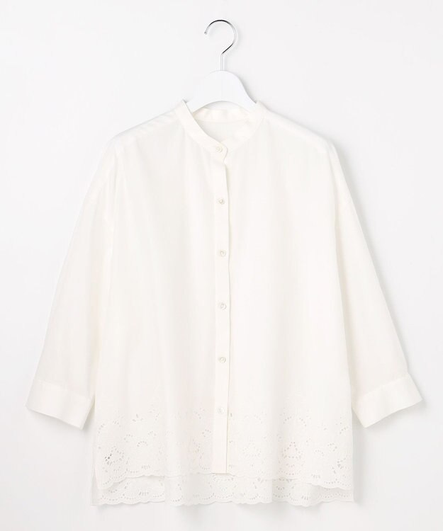 自由区 L エンブロイダリーブロードバンドカラー ブラウス オフ