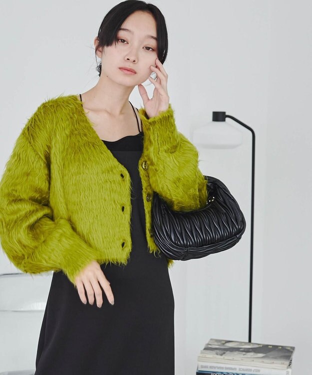 WEGO ファータッチニットショートカーデ グリーン