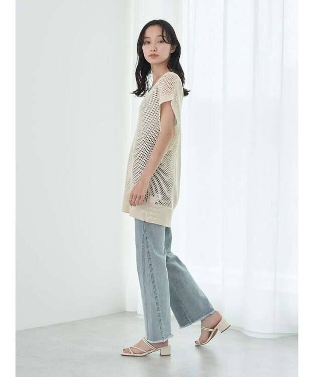 earth music&ecology Ｖネックメッシュベスト Ivory