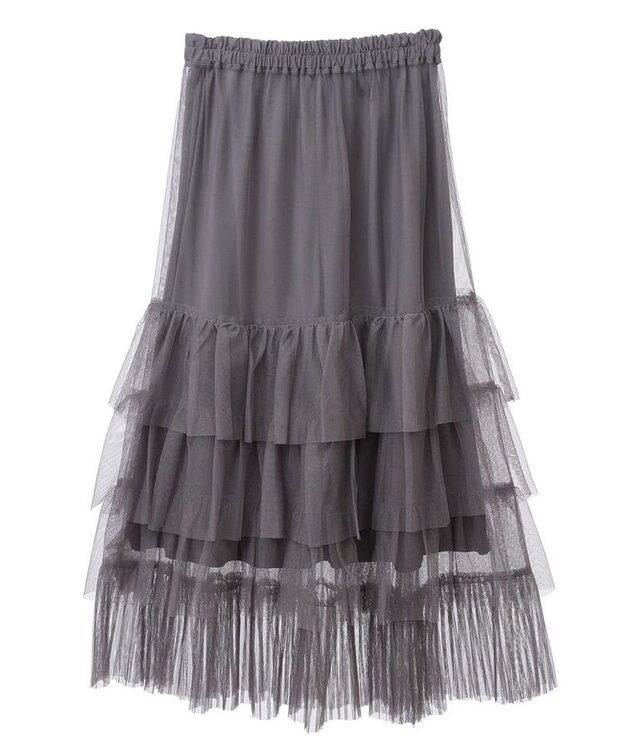 Green Parks ２ｗａｙチュールティアードフリルスカート（ペチ付き） Gray