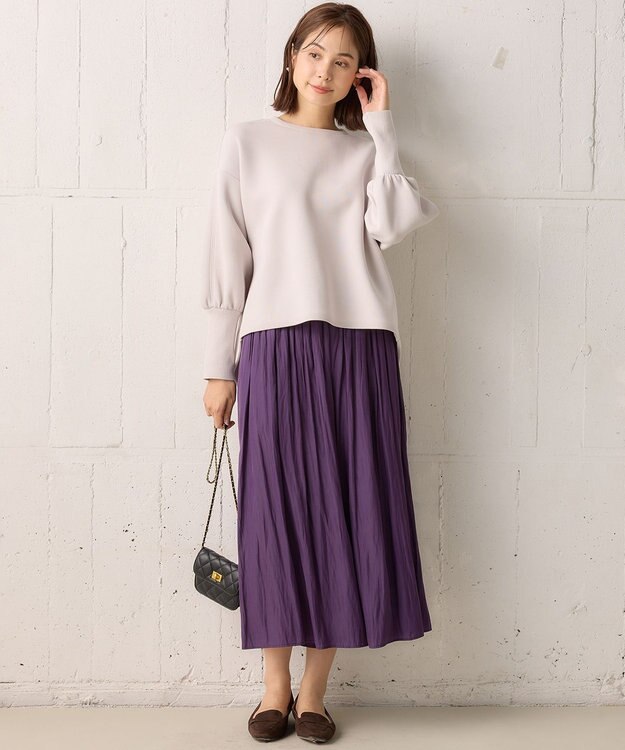 組曲 【秋色追加！大人気定番アイテム】ギャザーライトデシン パンツ パープル系