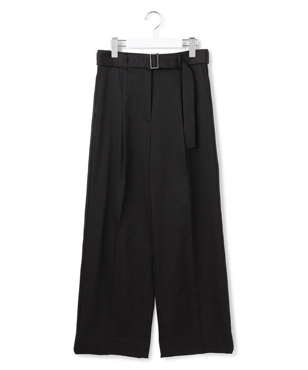 ICB L 【裏起毛】 ウォームサテン ワイドストレートパンツ ブラック系