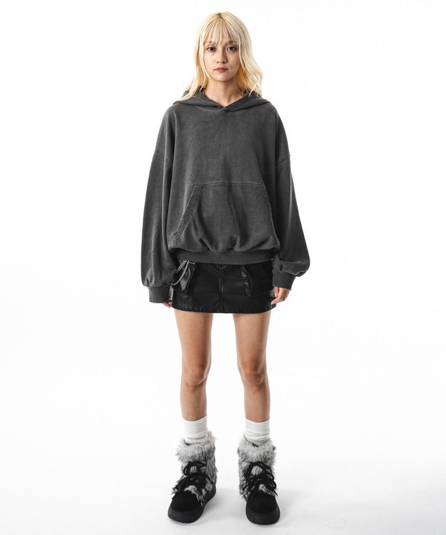 WEGO 【ユニセックス着用ITEM】バルーンクロップドプルパーカー ブラックその他