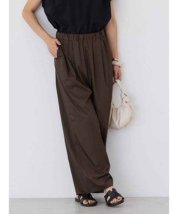 AMERICAN HOLIC イージーケア＋接触冷感ウエストタックワイドパンツ Brown