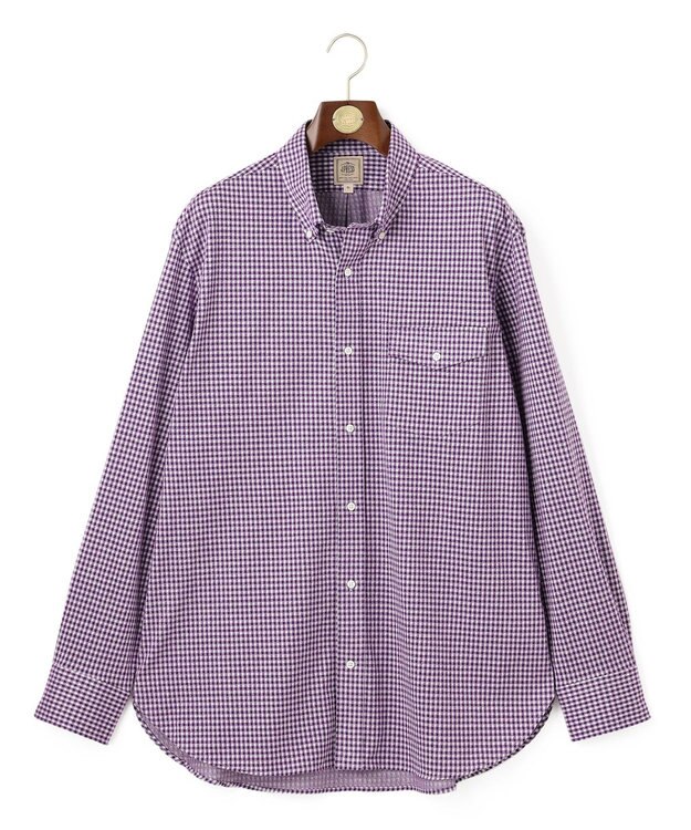 J.PRESS MEN 【KING SIZE】ギンガムチェック コットンネルジャージシャツ パープル系3